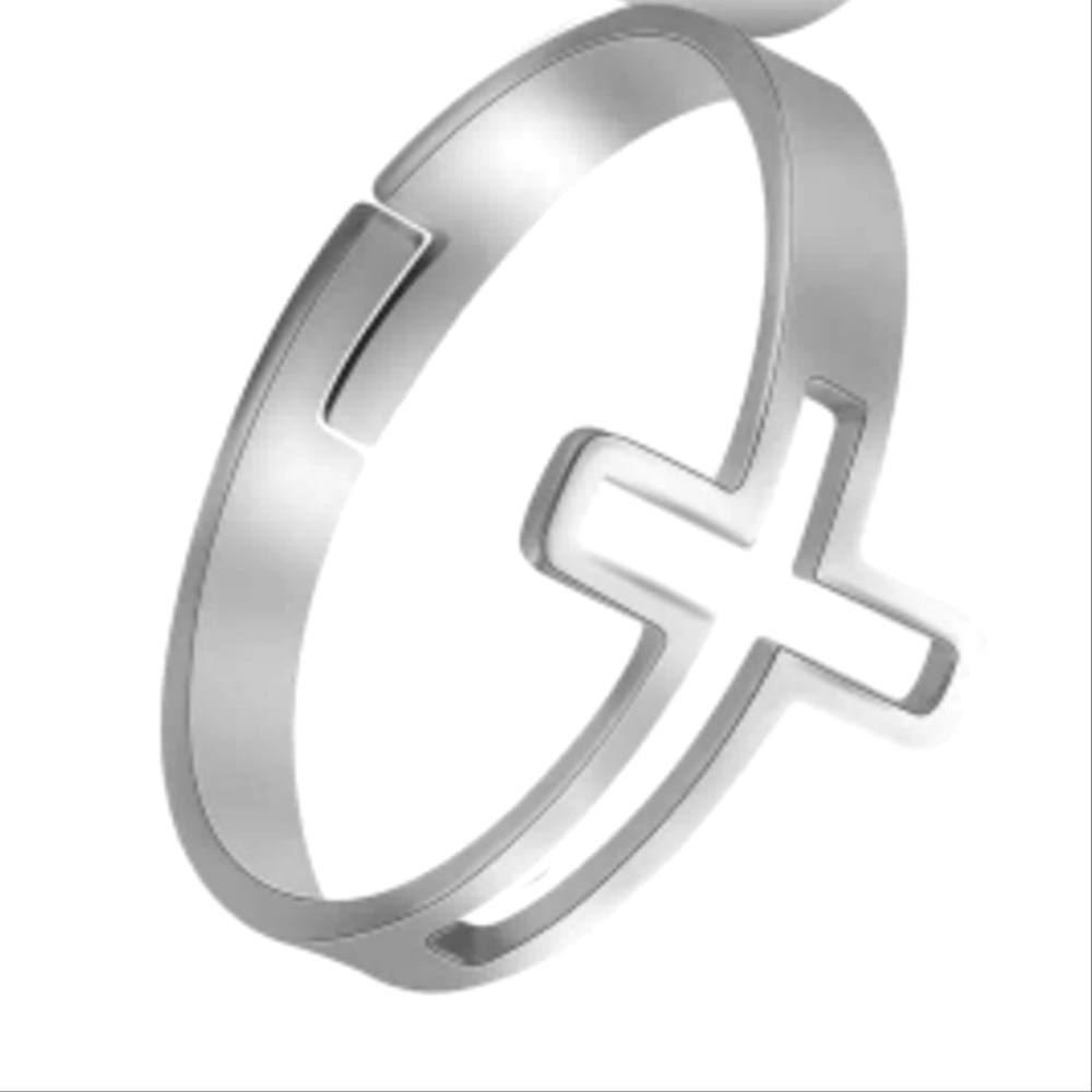 Silver Tone Steel Ring 8.5 & Adjustable